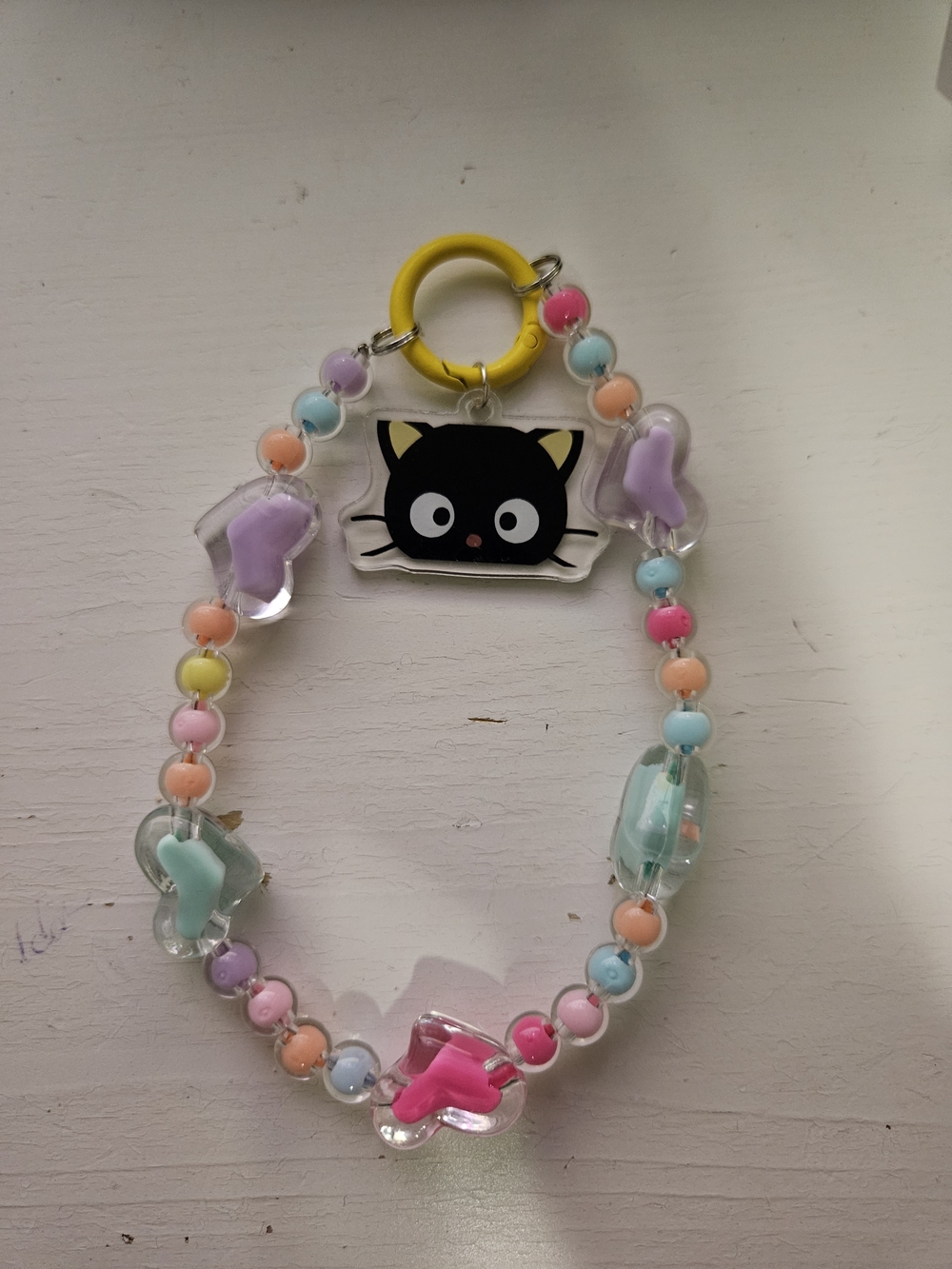 Cute Chococat  Beaded Keychain with Pastel Accents